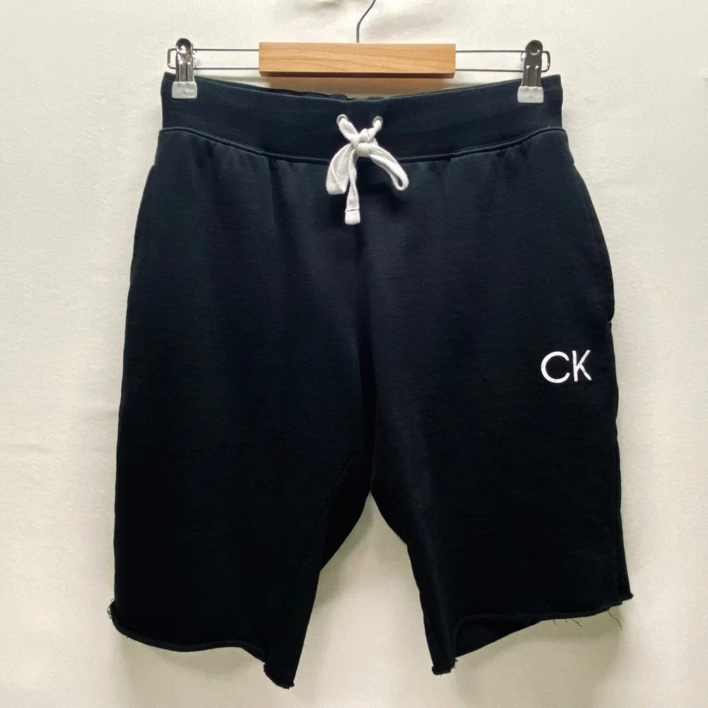 Calvin Klein Fleece Shorts Adult Small Black + CK Logo Cut Off Lounge Sleep Wear